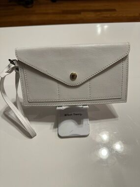 Dooney & Bourke White Envelope Wristlet with Gold Button